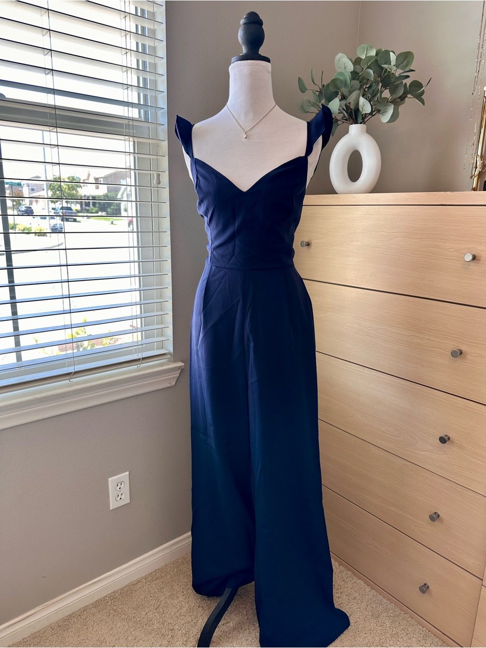 Showpo Navy Jumpsuit with Sweetheart Bodice